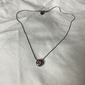 Pink Stone Silver Necklace